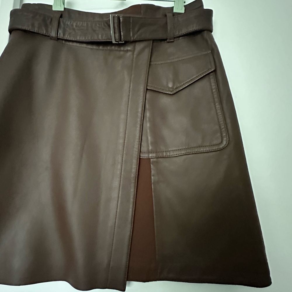 MaxMara WeekEnd Dark Brown Leather and fabric  Skirt size 6 US